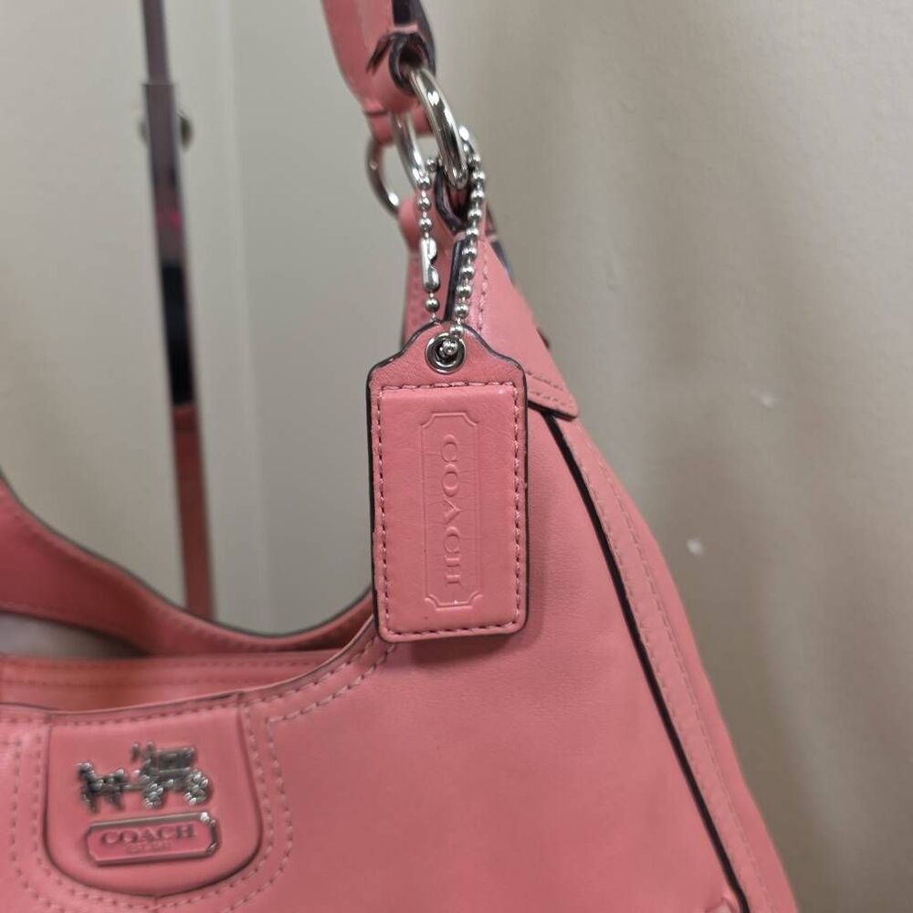 Coach Madison Maggie Woven Leather Shoulder Bag Salmon Pink F23385 Leather - Picture 3 of 16